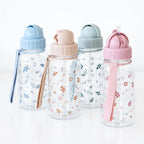 Bouteille en plastique Tritan avec motifs feuilles bleue et verte