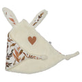 Doudou lapin petit cœur microfibre ivoire / imp. feuillages
