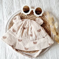 Chapeau de soleil en mousseline pour bébé - Beige avec arc-en-ciel