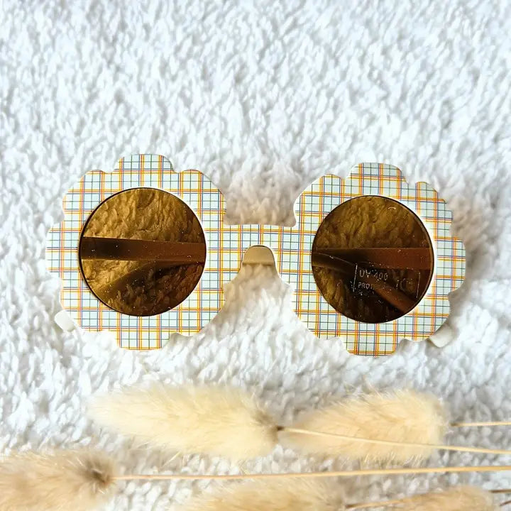 Lunettes de soleil bébé et enfants - motif fleurs et carreaux
