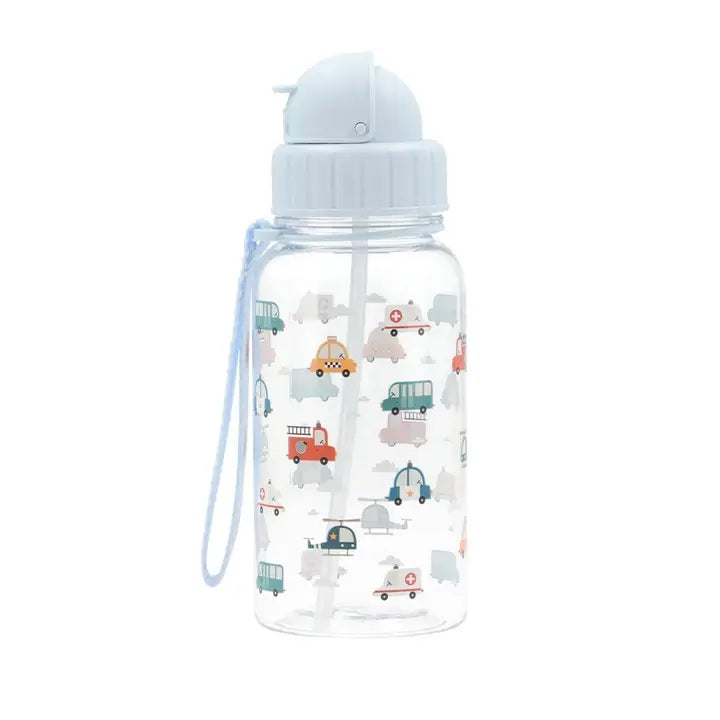 Bouteille en plastique pour enfants City Cars avec paille