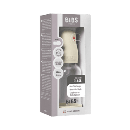 Biberon en verre 120 ml en silicone - Ivoire