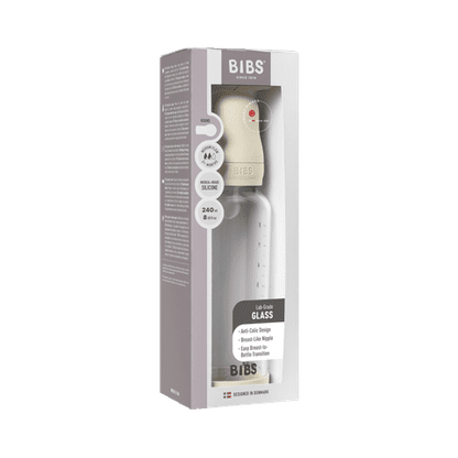 Biberon en verre 240 ml en silicone - Ivoire