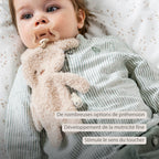 TEDDY Attache-tétine doudou bébé - Lapin doudou porte-sucette