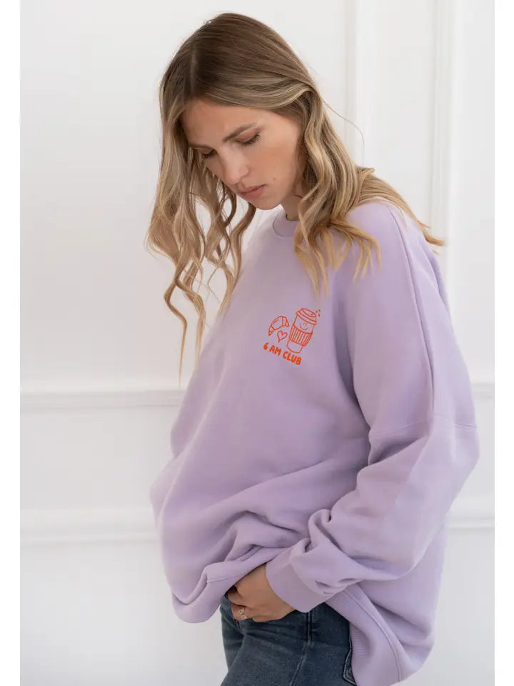 Sweat-shirt adulte lilas « Coffee before Chaos »