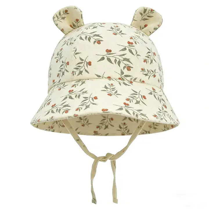 Chapeau de soleil pour bébé en mousseline  – réglable | Floral