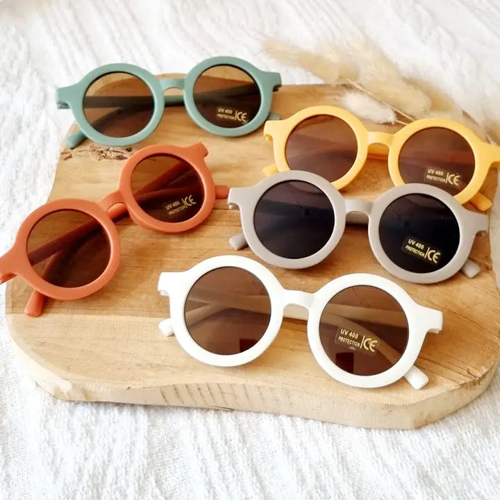 Lunettes de soleil rondes enfant avec protection UV400 - Taupe