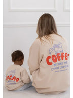 Sweatshirt beige « Cacao before Chaos » Édition Mini and Me