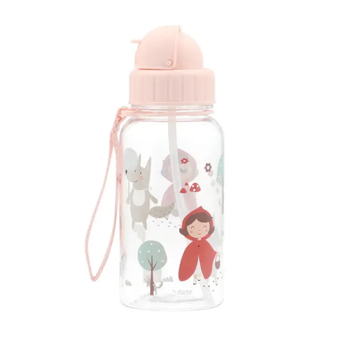 Petite bouteille en plastique chaperon rouge avec paille